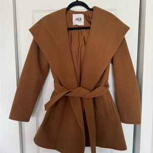 BB Dakota Women's Tan Belted Trench Coat with Hood